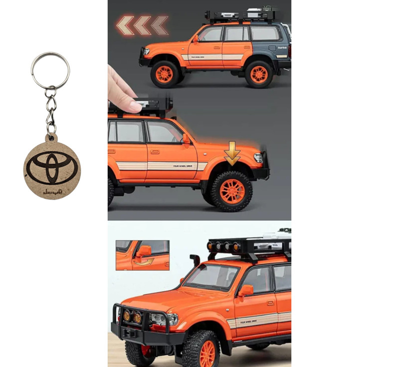 ماکت ماشین ناب سل مدل تویوتا لندکروزر آفرود Toyota Land Cruiser LC80 کد W100 به همراه جاسوییچی