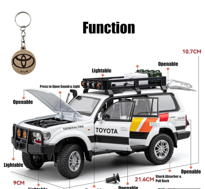 ماکت ماشین ناب سل مدل تویوتا لندکروزر آفرود Toyota Land Cruiser LC80 کد W100 به همراه جاسوییچی