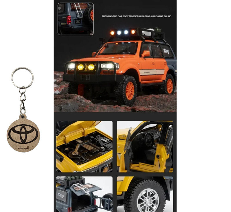ماکت ماشین ناب سل مدل تویوتا لندکروزر آفرود Toyota Land Cruiser LC80 کد W100 به همراه جاسوییچی