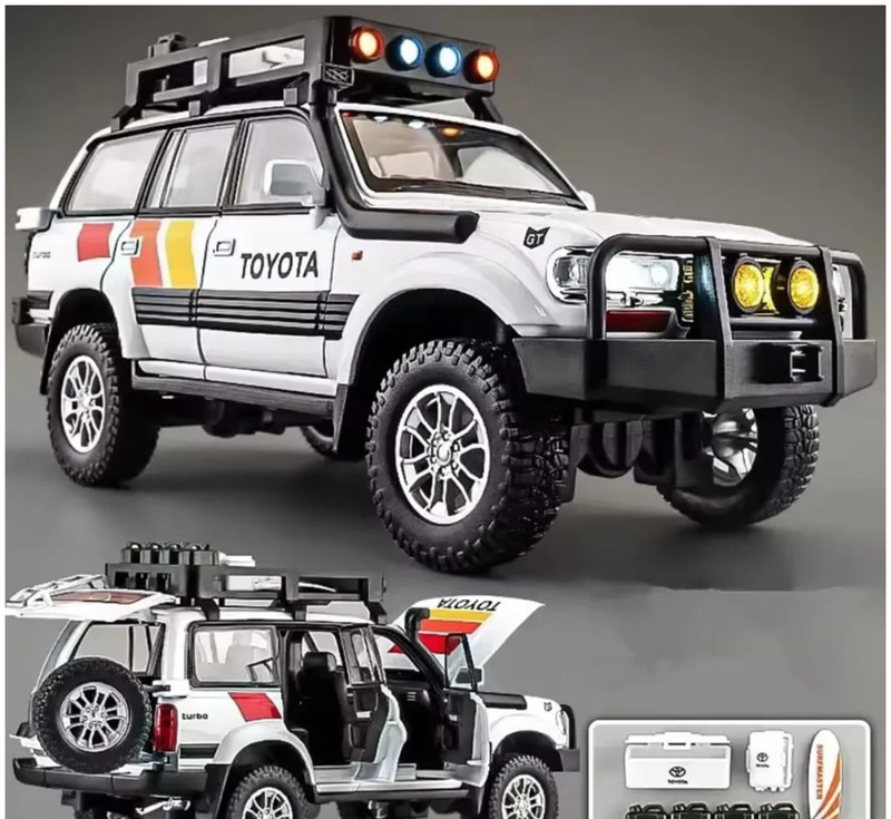 ماکت ماشین ناب سل مدل تویوتا لندکروزر آفرود Toyota Land Cruiser LC80 کد W100 به همراه جاسوییچی