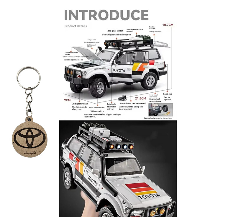 ماکت ماشین ناب سل مدل تویوتا لندکروزر آفرود Toyota Land Cruiser LC80 کد W100 به همراه جاسوییچی