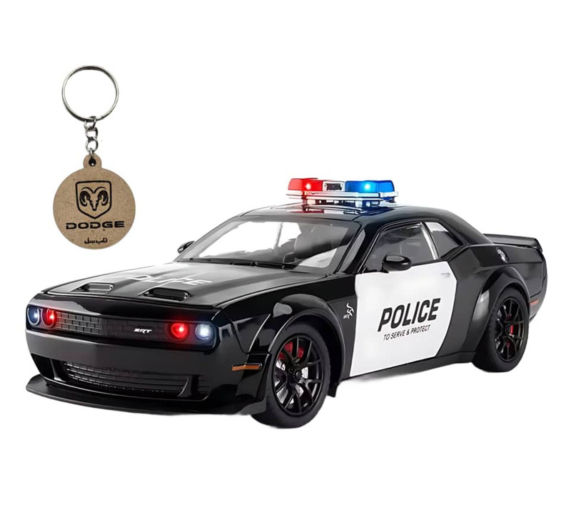 ماکت ماشین ناب سل مدل دوج چلنجر هلکت پلیس فلزی همراه با جاسوییچی Dodge Challenger SRT Police