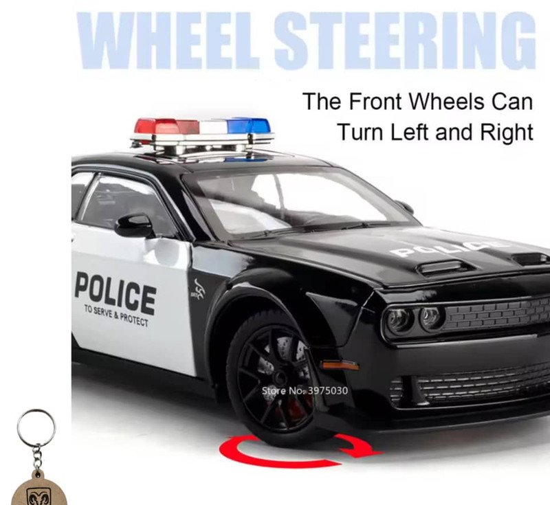 ماکت ماشین ناب سل مدل دوج چلنجر هلکت پلیس فلزی همراه با جاسوییچی Dodge Challenger SRT Police
