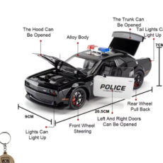 ماکت ماشین ناب سل مدل دوج چلنجر هلکت پلیس فلزی همراه با جاسوییچی Dodge Challenger SRT Police
