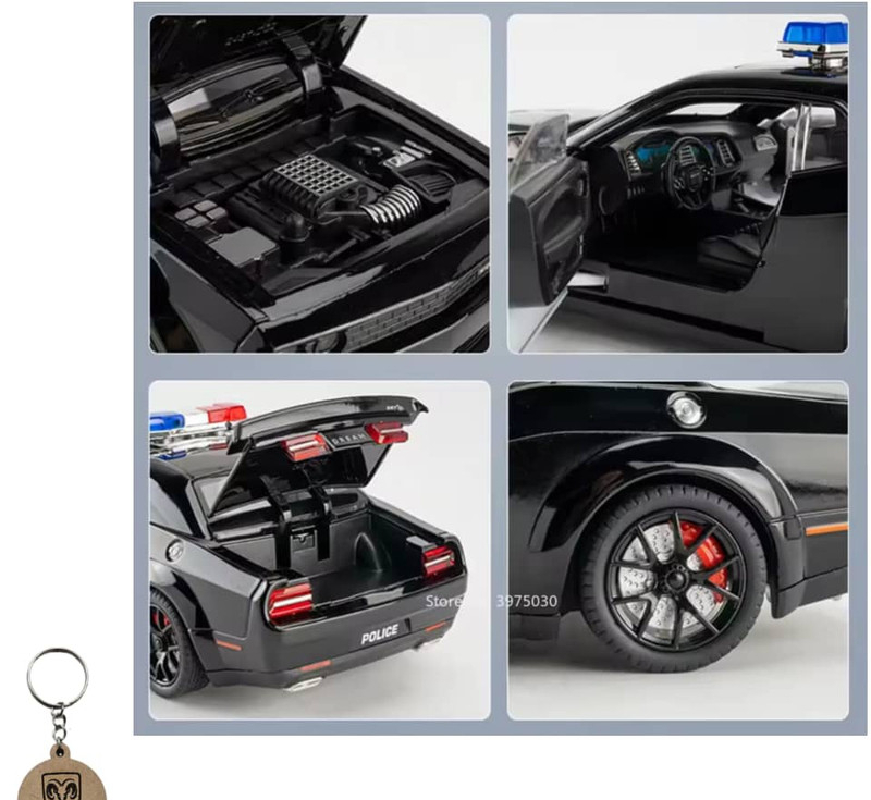 ماکت ماشین ناب سل مدل دوج چلنجر هلکت پلیس فلزی همراه با جاسوییچی Dodge Challenger SRT Police