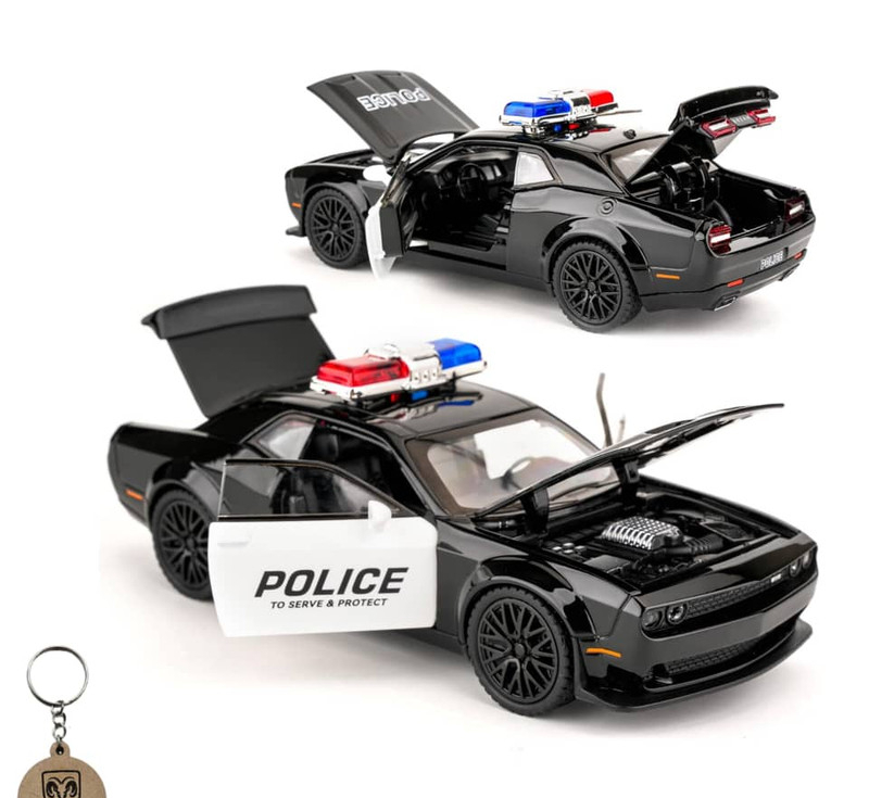 ماکت ماشین ناب سل مدل دوج چلنجر هلکت پلیس فلزی همراه با جاسوییچی Dodge Challenger SRT Police