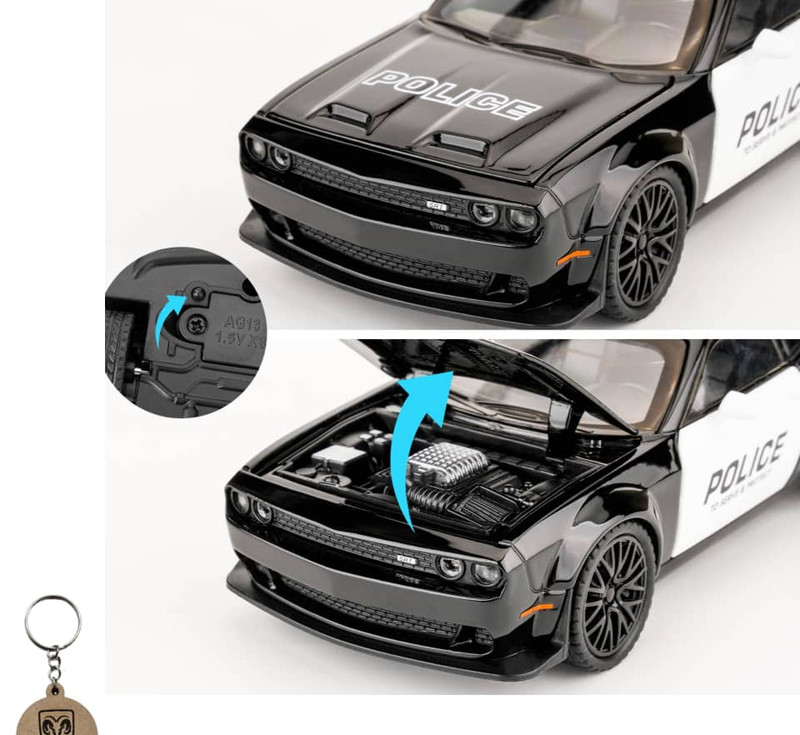ماکت ماشین ناب سل مدل دوج چلنجر هلکت پلیس فلزی همراه با جاسوییچی Dodge Challenger SRT Police
