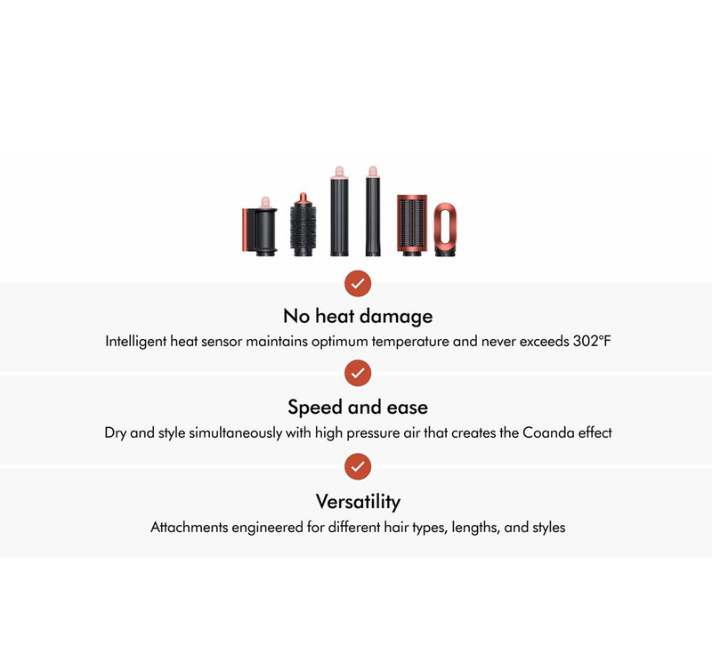 سشوار برس دار حالت دهنده دایسون مدل Airwrap id HS08 Straight+Wavy