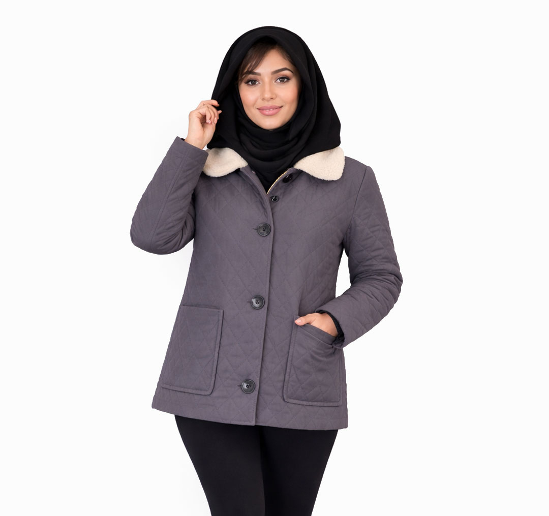 کاپشن زنانه السانا مدل اویتا کد 239527 رنگ خاکستری