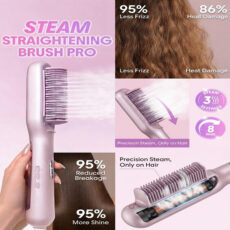 برس حرارتی بخاردار شیگلم مدل Hydra Shot Steam straightening brush Pro وزن 775 گرم با مخزن بخار داخلی و سیستم یون‌ساز