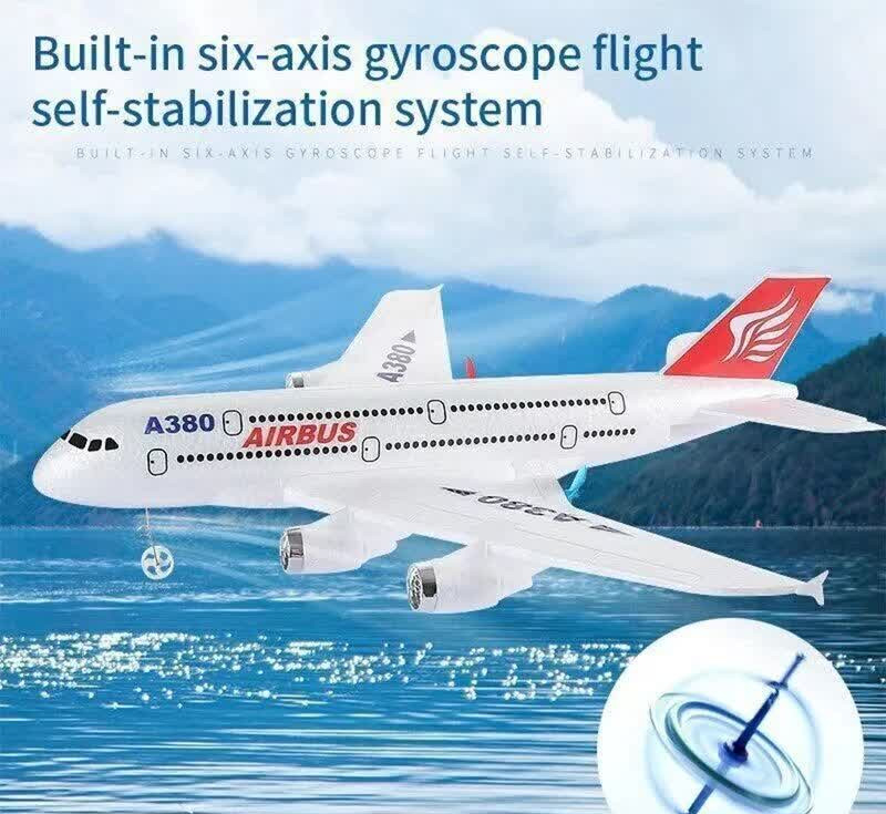 هواپیما بازی ناب سل مدل کنترلی مسافربری ایرباسAIRCRAFT AIRBUS A380 شارژی با قابلیت پرواز