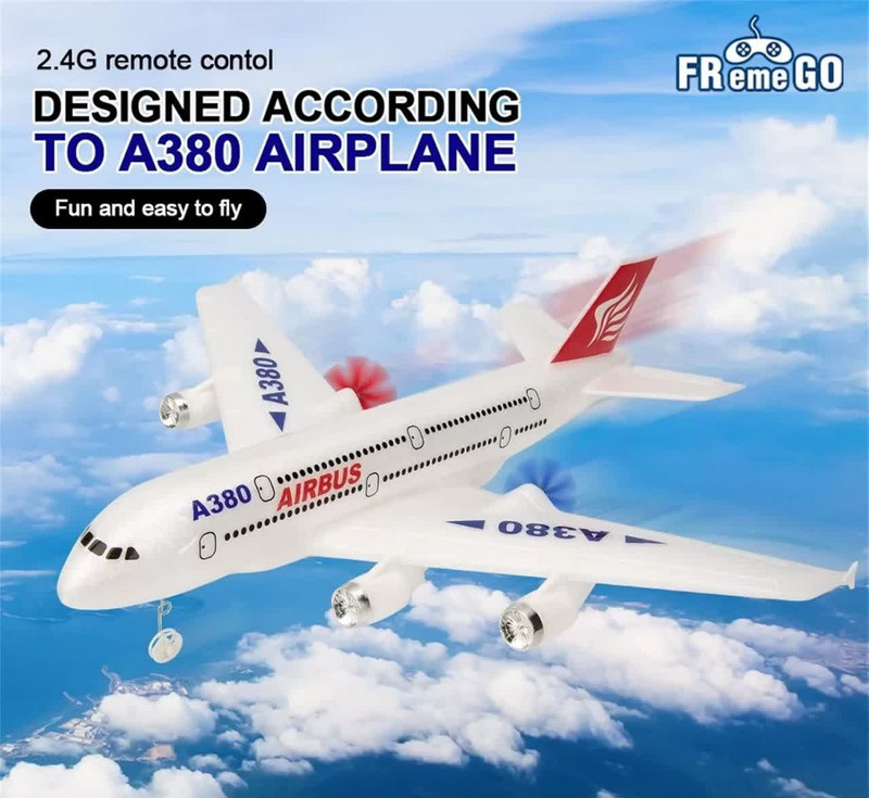 هواپیما بازی ناب سل مدل کنترلی مسافربری ایرباسAIRCRAFT AIRBUS A380 شارژی با قابلیت پرواز