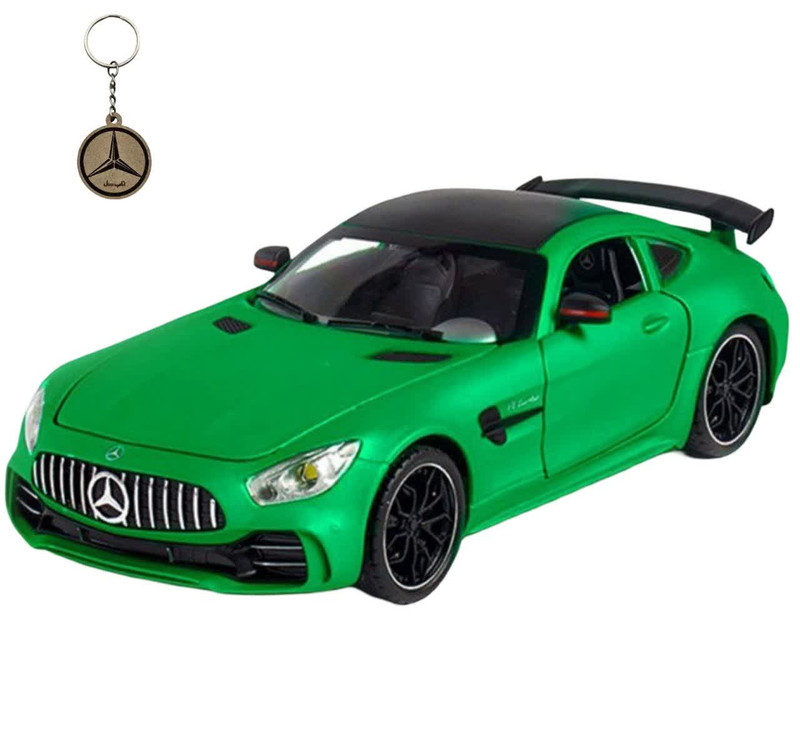 ماکت ماشین ناب سل مدل مرسدس بنز چه ژی دودزا فلزی اسپرت چراغدار موزیکال MERCDES BENZ AMG GTR NAAB001 به همراه جاسوییچی