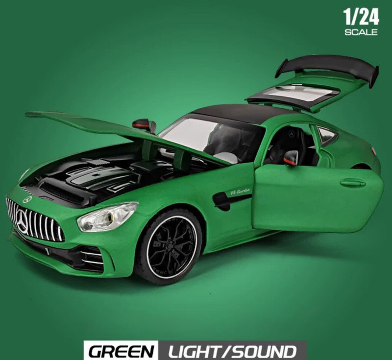 ماکت ماشین ناب سل مدل مرسدس بنز چه ژی دودزا فلزی اسپرت چراغدار موزیکال MERCDES BENZ AMG GTR NAAB001 به همراه جاسوییچی
