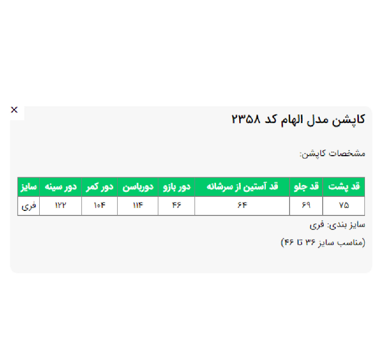 کاپشن زنانه السانا مدل الهام کد 235801 رنگ مشکی