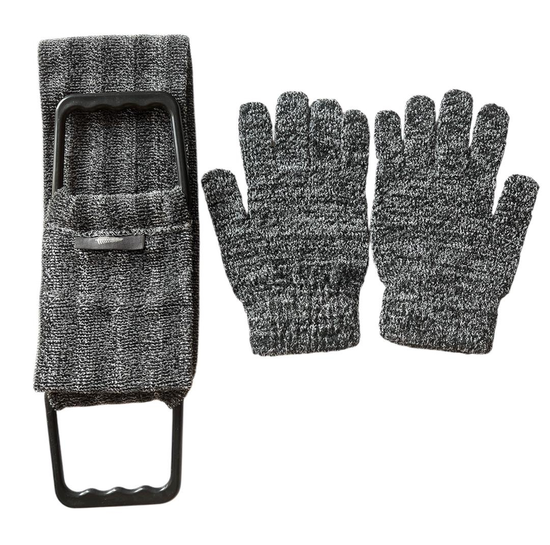 لیف ماساژ کارامل مدل CARBONIZED BAMBOO GLOVE مجموعه 3 عددی
