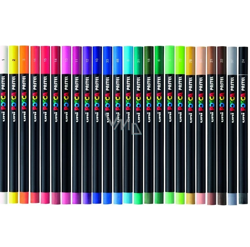 مداد شمعی 24 رنگ یونی بال مدل posca pastel
