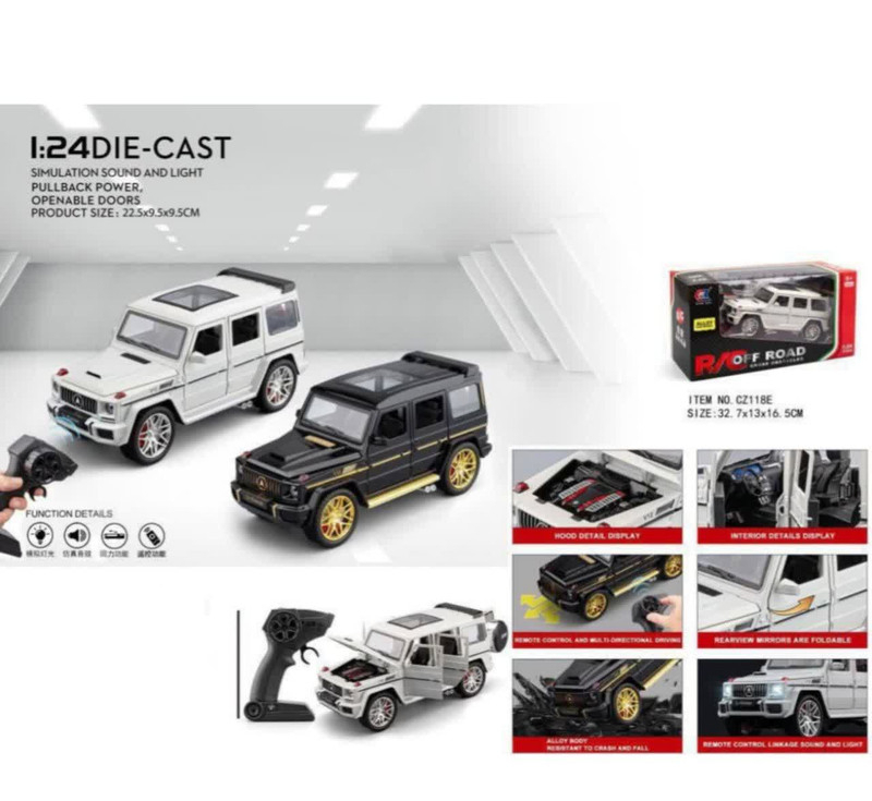 ماشین بازی کنترلی ناب سل مدل بنز جی کلاس شارژی آفرود فلزی چراغدار Mercedes-Benz G-Class Rechargeable Metal Off-Road Light