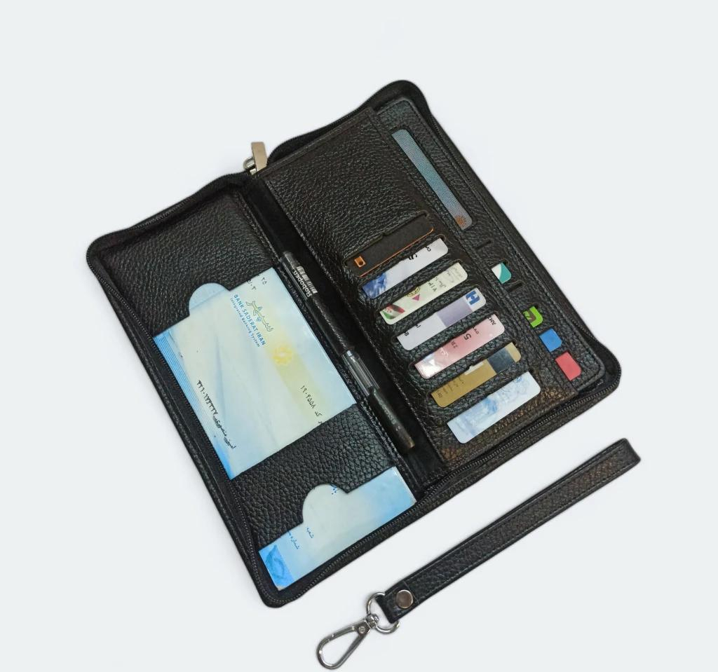 کیف دسته چک چرم طبیعی مدل جاستین