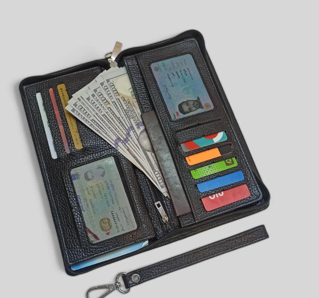 کیف دسته چک چرم طبیعی مدل جاستین
