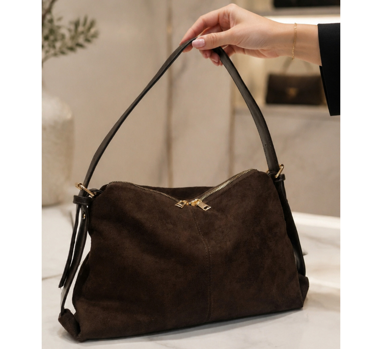 کیف دوشی زنانه مدل سودابه طرح خطی کد 1344