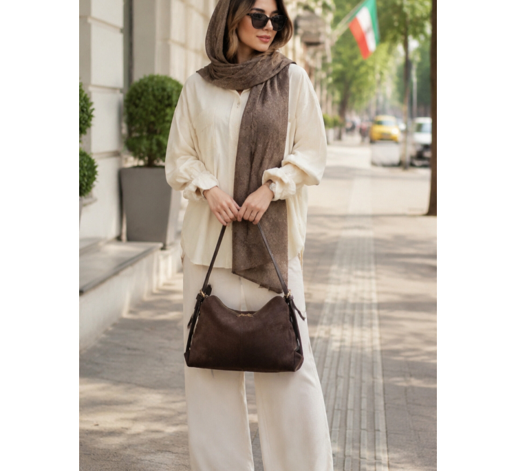 کیف دوشی زنانه مدل سودابه طرح خطی کد 1344