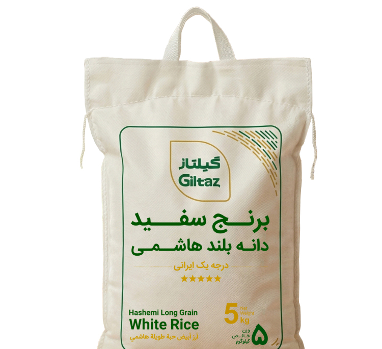 برنج دانه بلند هاشمی درجه یک گیلتاز وزن 5 کیلوگرم