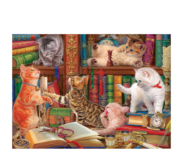 پازل 1000 تکه یوروگرافیکس پازلز مدل Library Kittens کد 6000-5913