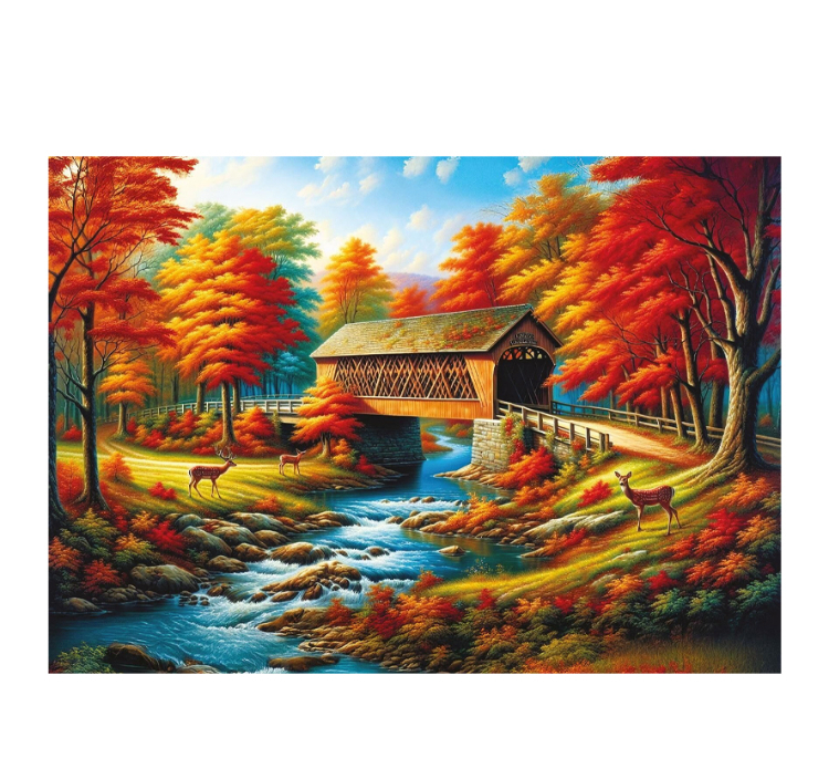 پازل 500 تکه آرت پازل مدل Red Trees Bridge كد 40514