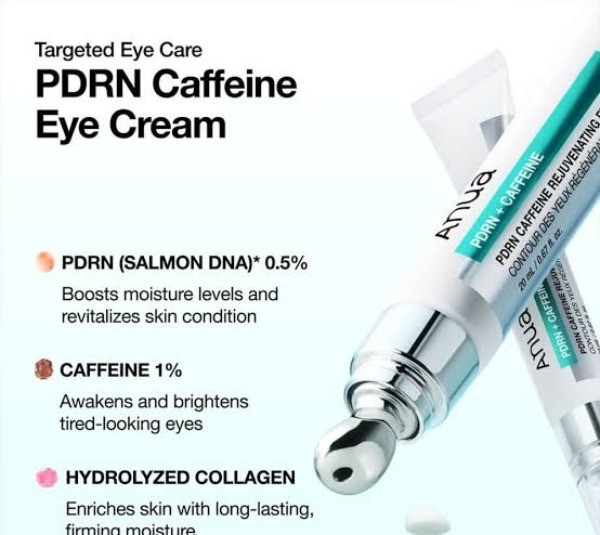 کرم ضد تیرگی و چروک دور چشم آنوا مدل Pdrn Caffeine حجم 20 میلی لیتر