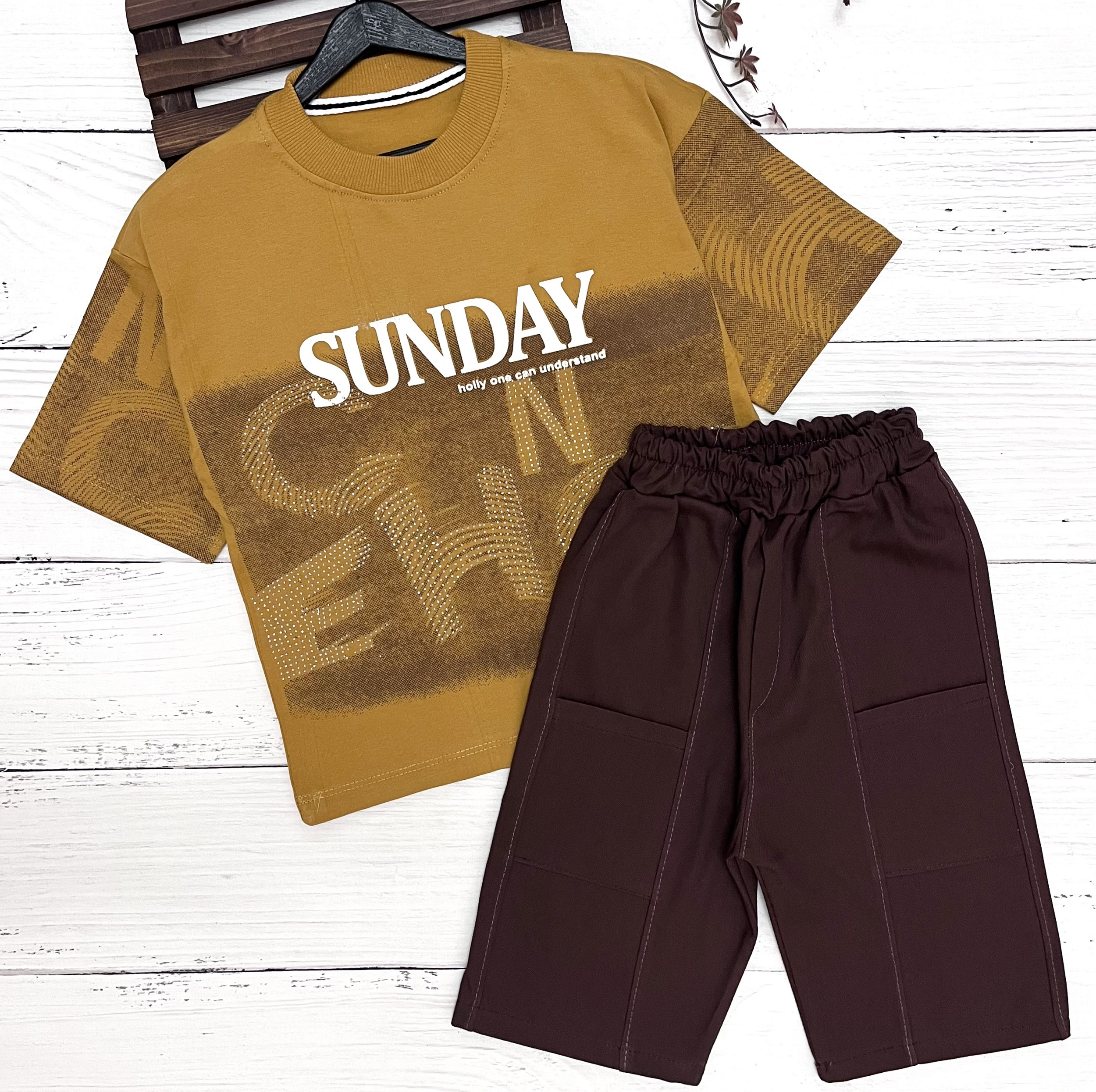 ست تی شرت و شلوارک پسرانه مدل SUNDAY