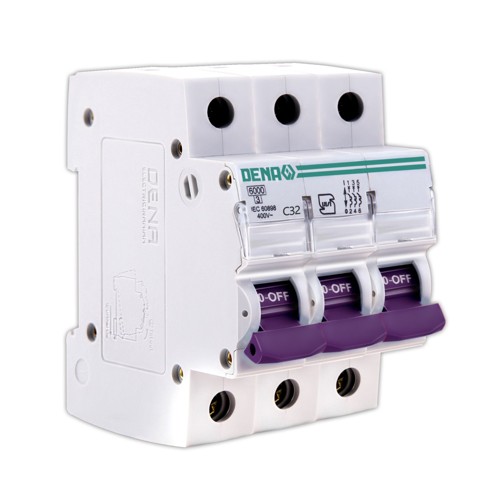 فیوز مینیاتوری سه پل 32 آمپر دنا الکتریک ایرانیان مدل C32-6KA-3P