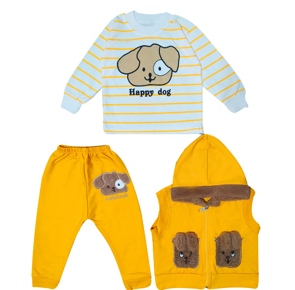 ست 3 تکه لباس نوزادی مدل Happy Dog کد Za3