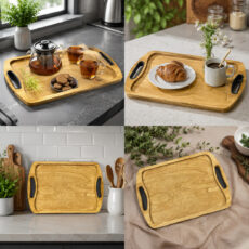 سینی دسته دار مدل چوبی طرح کلاسیک سایز ۴۲*۲۸ سانتی متر
