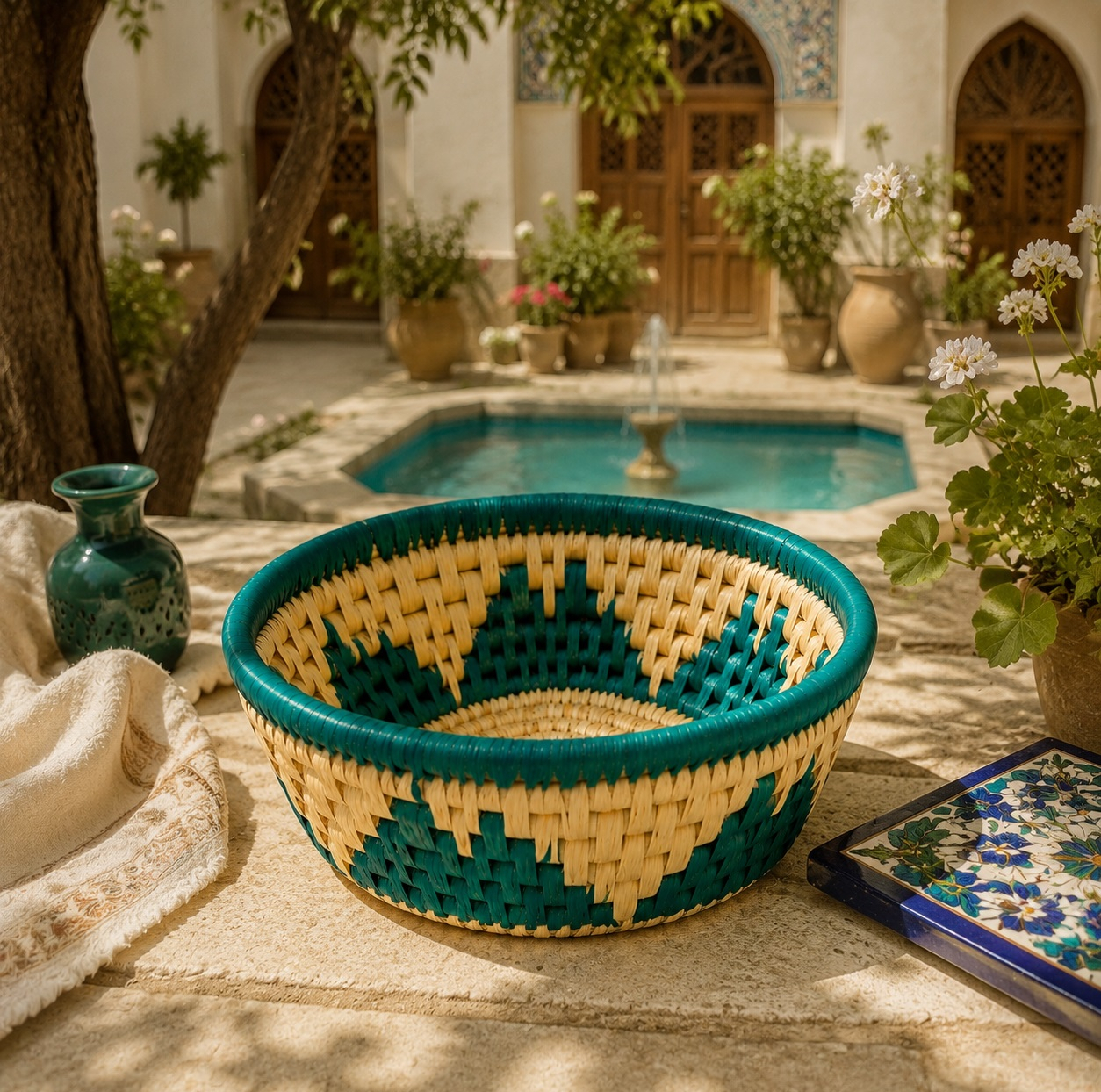 سبد حصیر بافی مدل گرد R1020