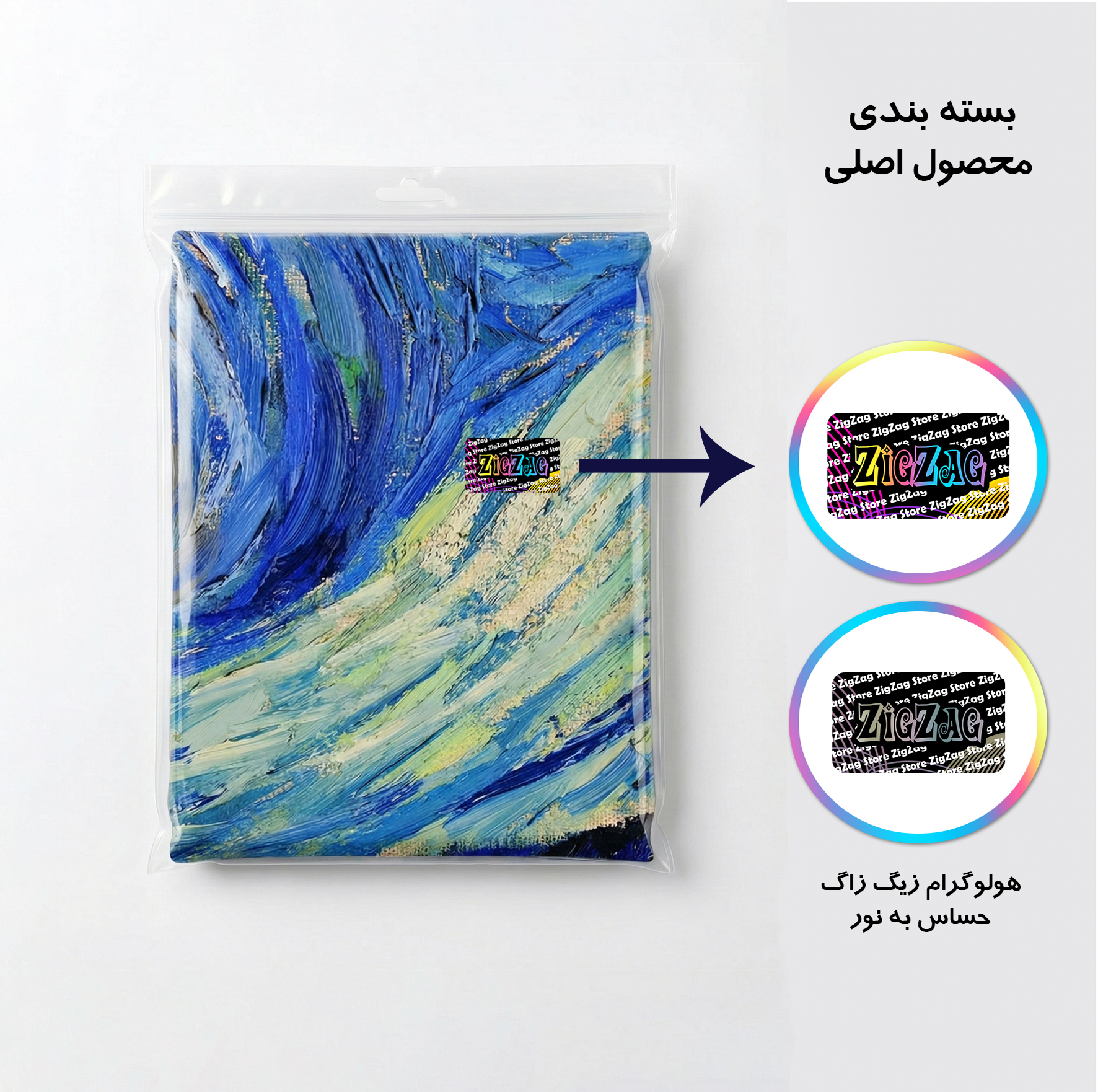 پرده پانچ مدل زیگ زاگ شب پر ستاره ونگوگ سایز 145×180 سایز سانتیمتر