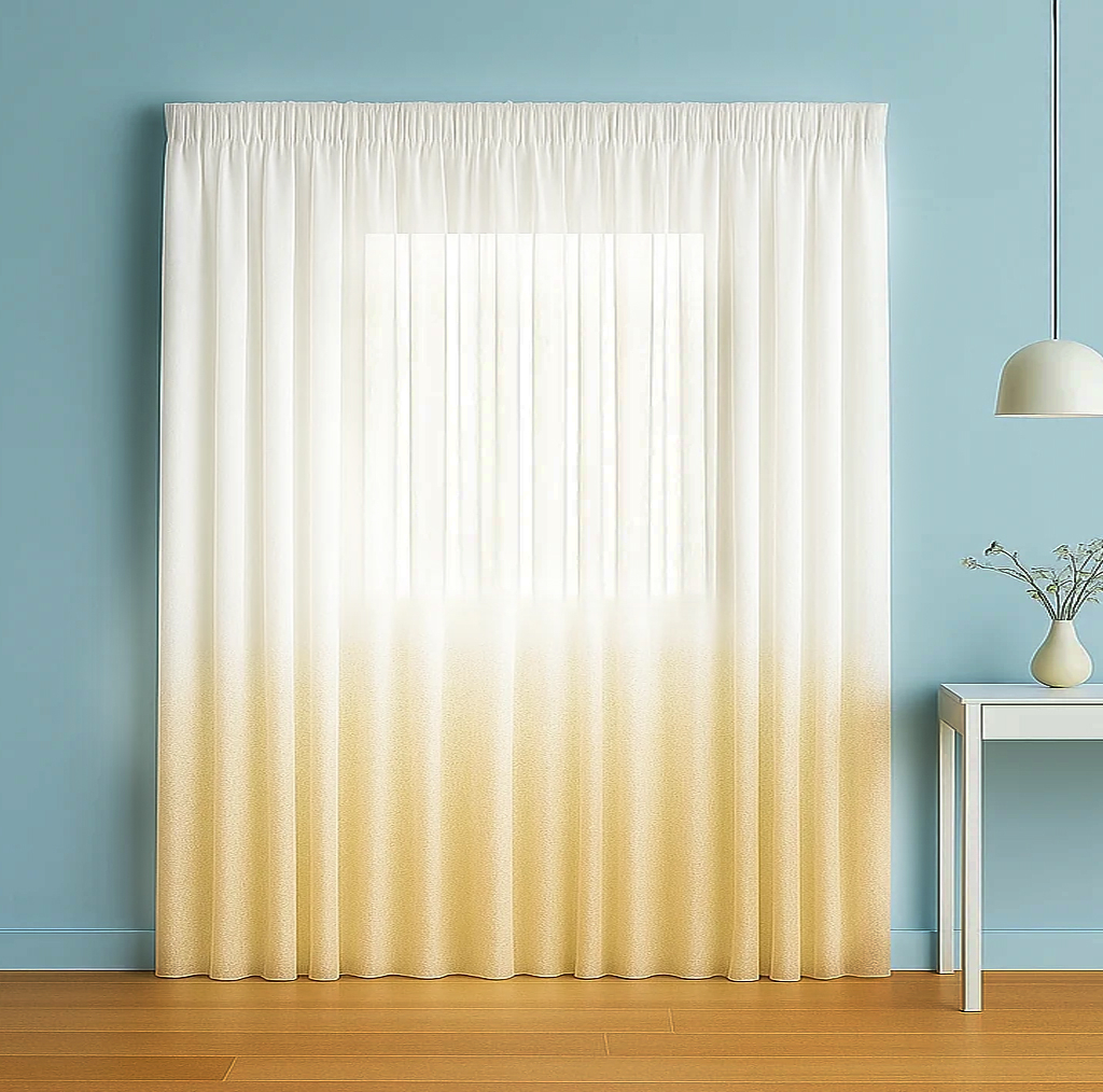 پرده تیکو دکو مدل دوخت ساده حریر ژورژت طلاکوب سایز 280x500 سانتی‌متر