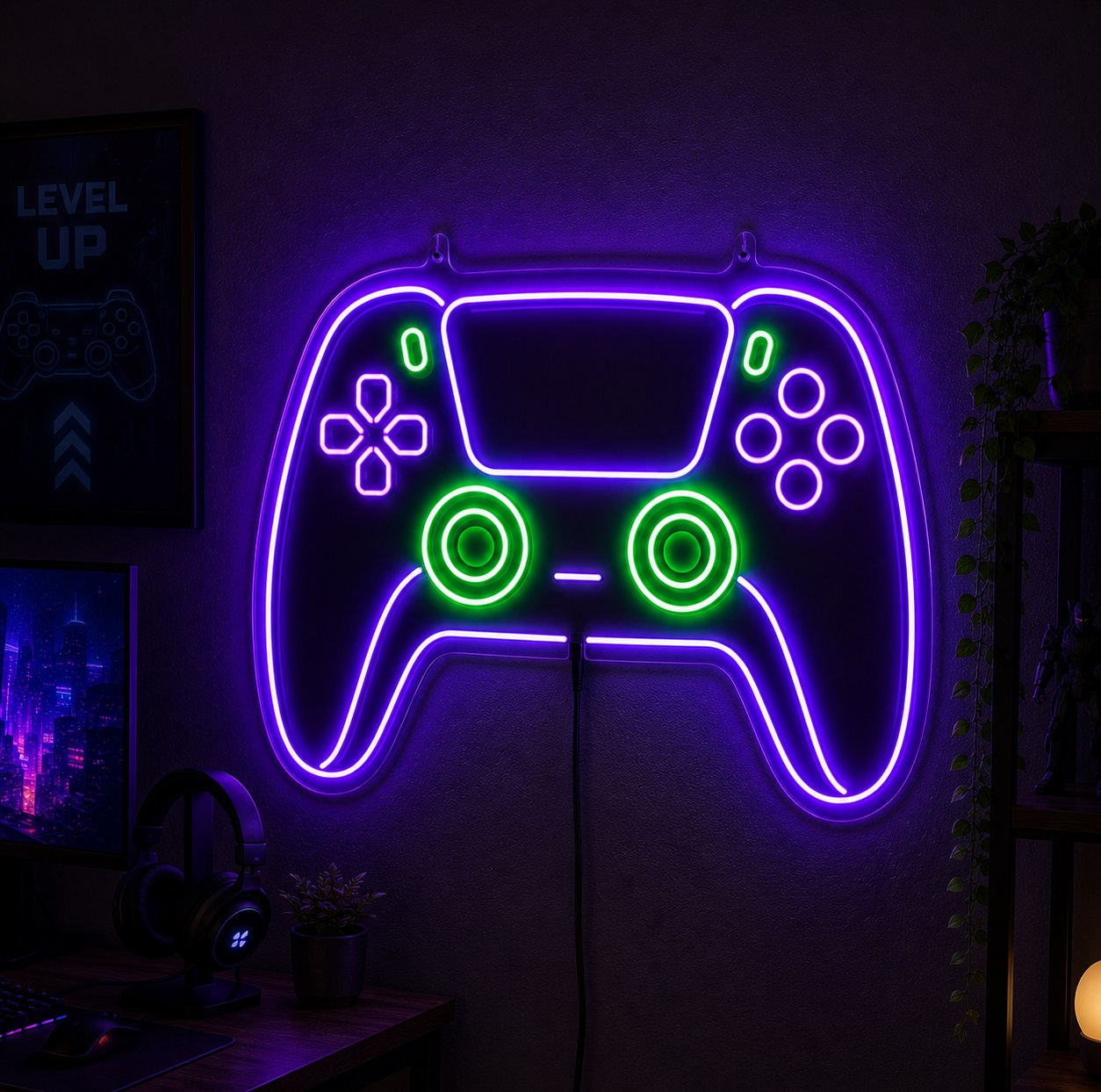 تابلو نئون گیمینگ طرح دسته ps5 کد A2