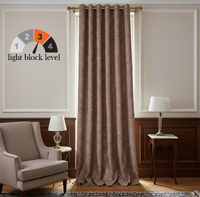پرده پانچ تیکو دکو مدل ساتن ژاکارت طرحدار ابریشم بافت دار سایز 280x300 سانتیمتر