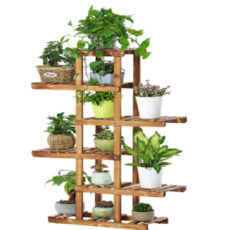 استند چوبی گلدان مدل 202 با ابعاد 130x62x26 سانتی‌متر، طراحی چندسطحی و وزن 1800 گرم برای نگهداری و نمایش گل و گیاه داخل خانه و فضای باز