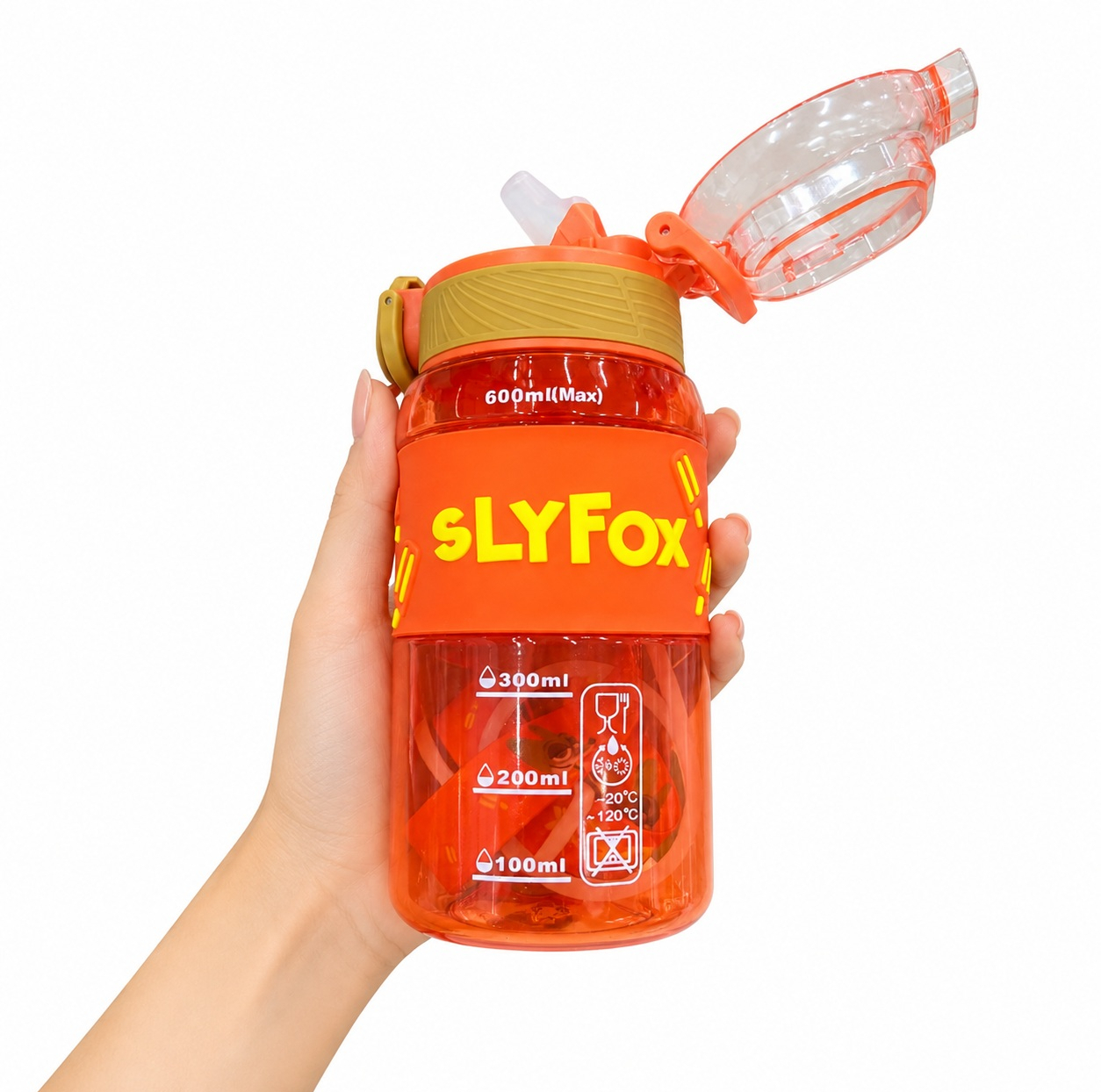 قمقمه کودک مدل Slyfox روباه نی دار و بنددار حجم 0.6 لیتر