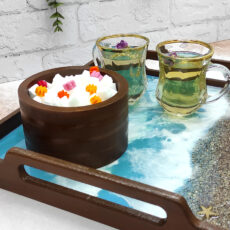 سینی چوب و رزین مدل دستساز طرح ساحل دریا