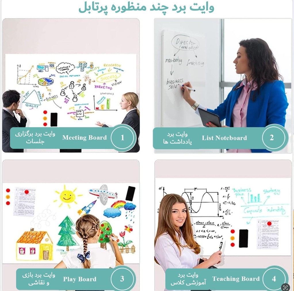 تخته وایت برد هوم اند فریج مدل 5 سایز 60x40 سانتیمتر به همراه ماژیک و مگنت مجموعه 5 عددی
