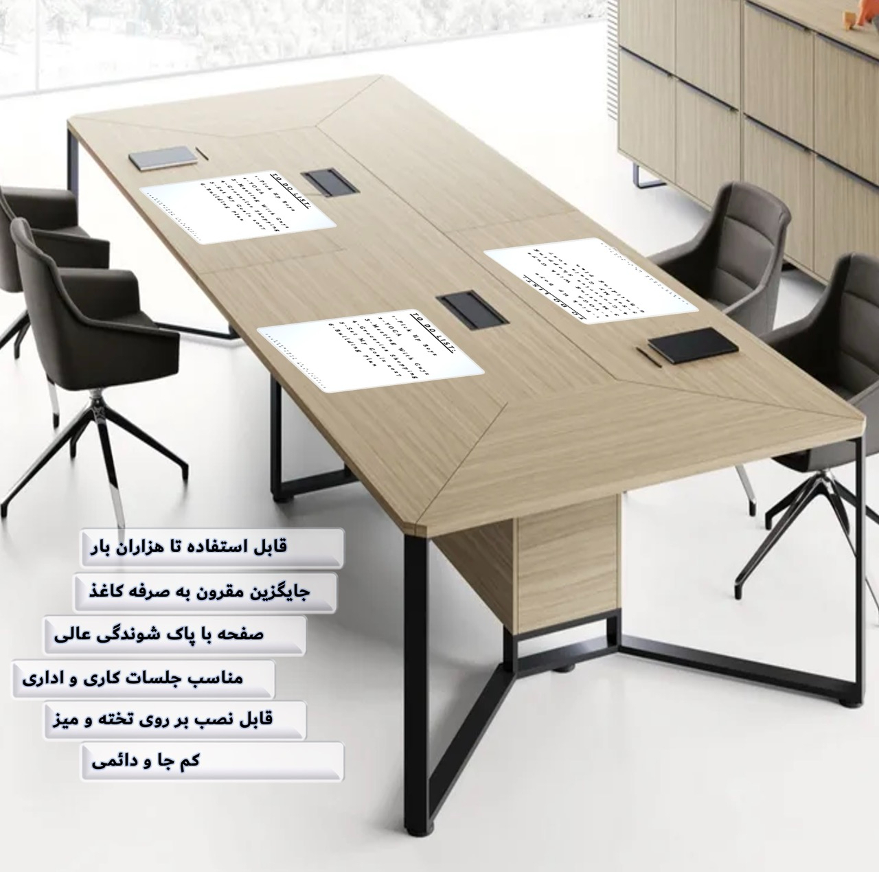 تخته وایت‌برد هوم اند فریج مدل TWIN H&F سایز 28x18 سانتی‌متر به همراه ماژیک و مگنت مجموعه 10 عددی