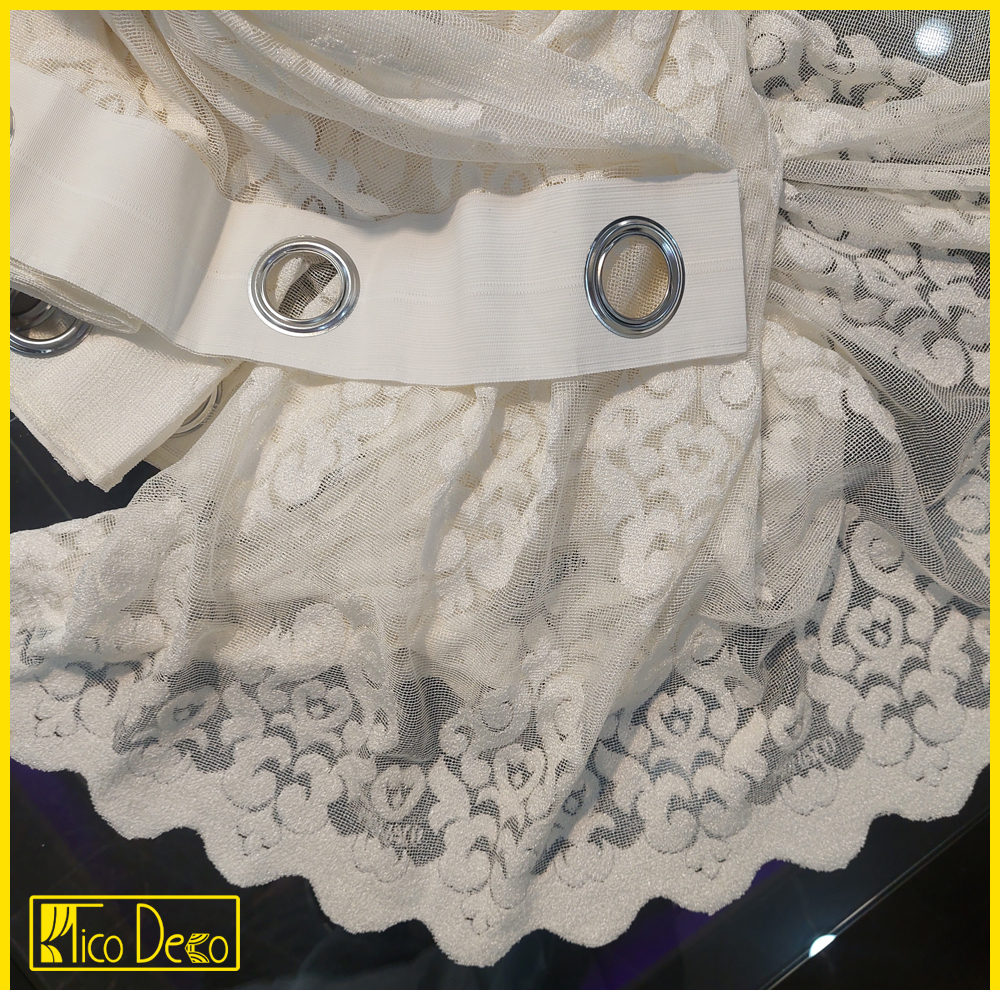 پرده پانچ تیکو دکو مدل تور راشل کادکا طرح ورسای دالبوردار  سایز 280 × 300 سانتی‌متر