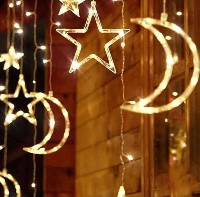 ریسه ال ای دی مدل آویز طرح ماه و ستاره طول 3 متر