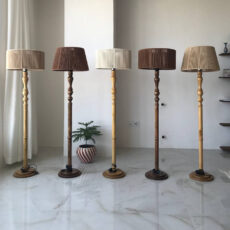 آباژور مدل ایستاده چوبی خراطی مکرومه کد FO-M