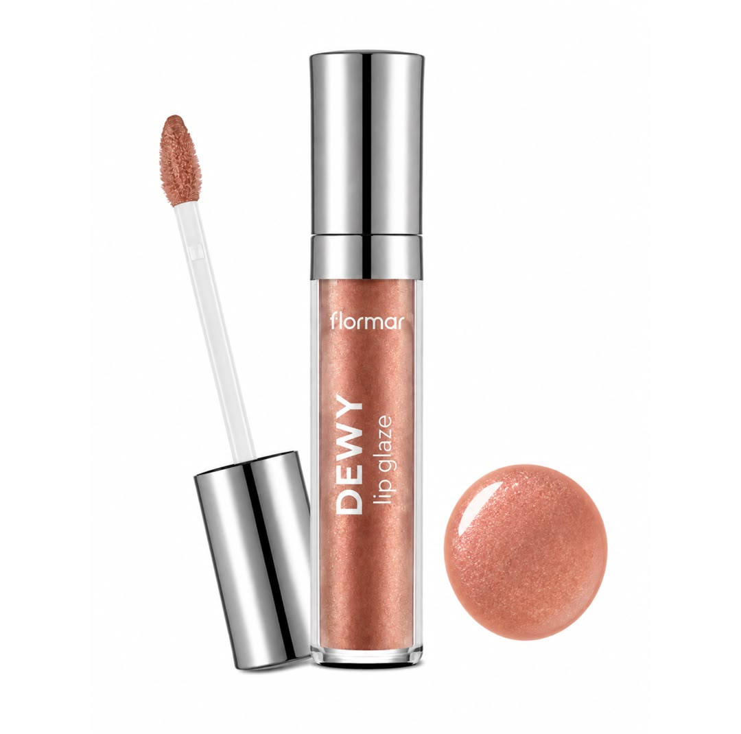 لیپ گلاس براق فلورمار مدل Dewy Glaze شماره 002 رنگ رزگلد