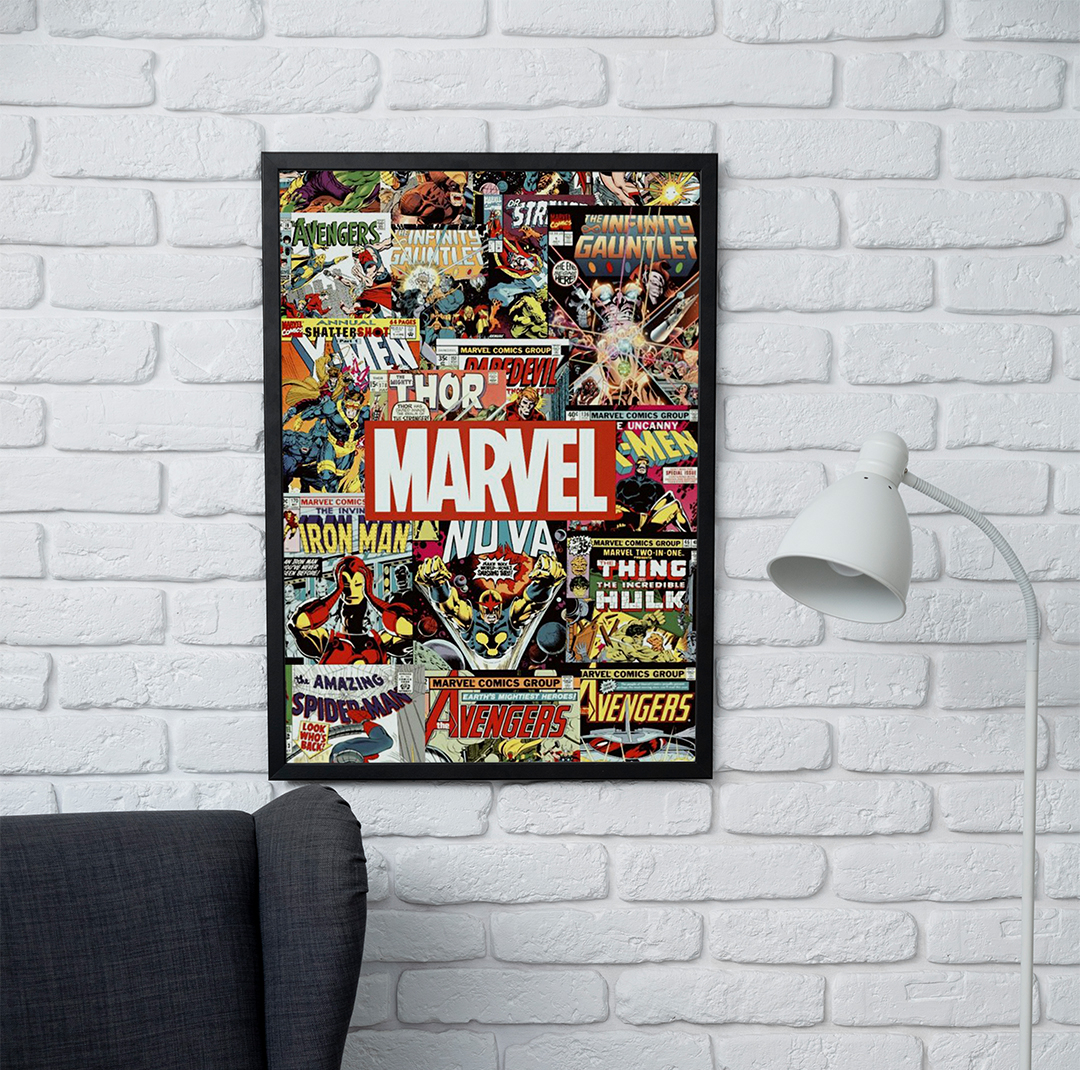 تابلو مدل دیواری طرح لوگو مارول | Marvel کد FD182