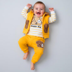 ست 3 تکه لباس نوزادی مدل Happy Dog کد Za3